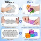 4Pcs Needoh-Nice Squishy Cube, Ice Cube Stress Relief Fidget Toys, Squeeze Doh Cube Squishy Fidget Toys for Kids Adults, Sensory Stress Balls for Autism Anxiety Relief (small)